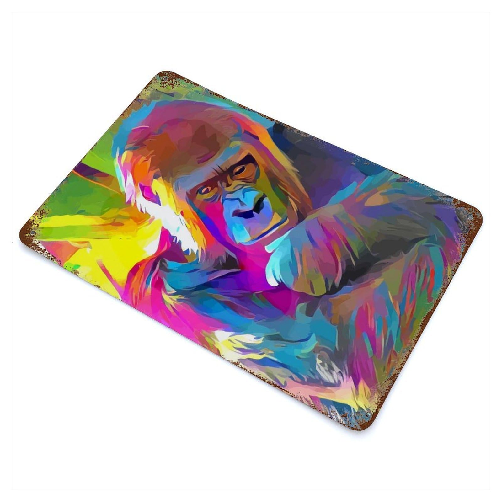 Gorilla Rust Effect Tin Sign 11.8"x7.9", Novelty Wall Decor for Garage, Pub Or Kitchen