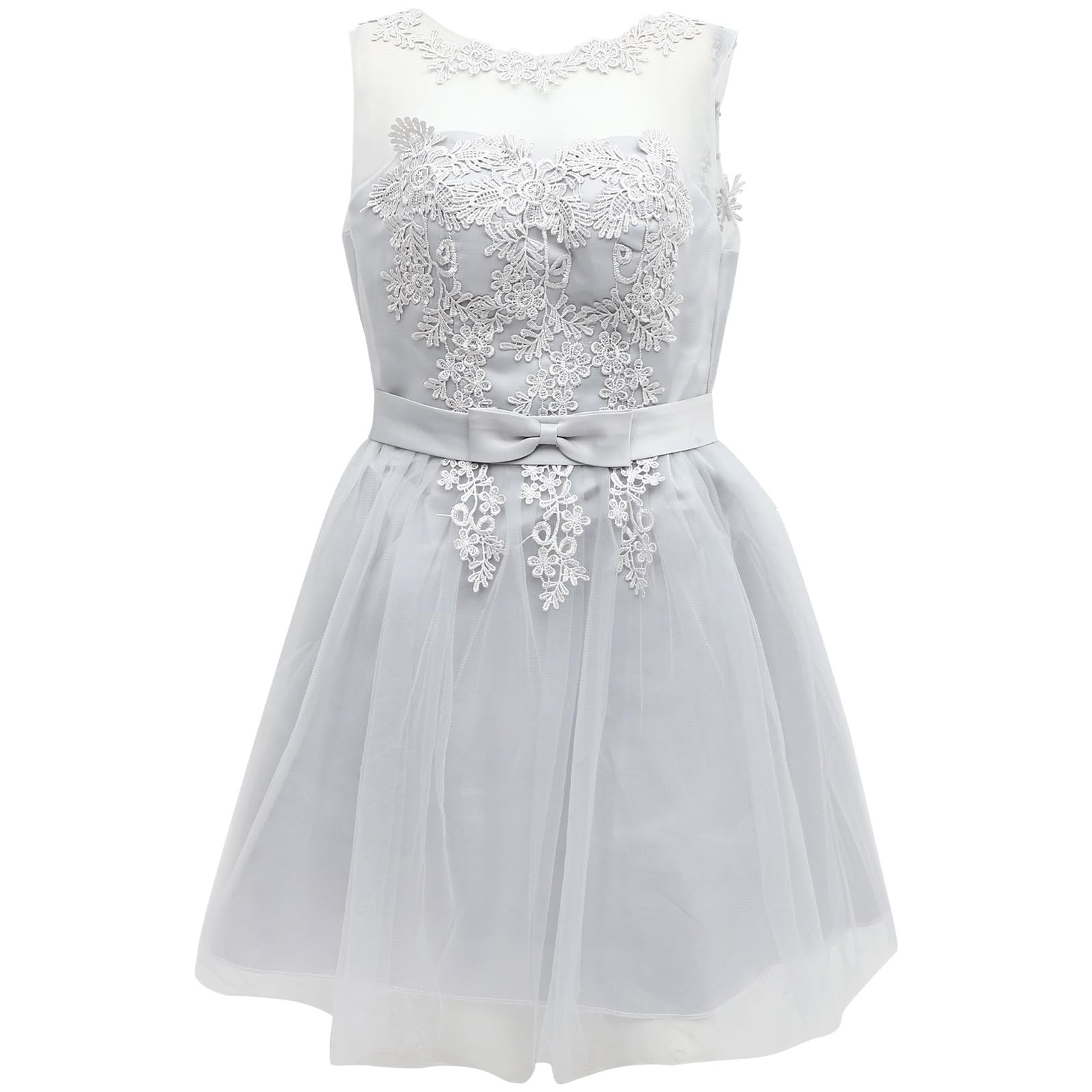Holibanna Lace Bridesmaid Dress Short Evening Dress Slim Fit Party Grey Size L Wedding Occasion Prom