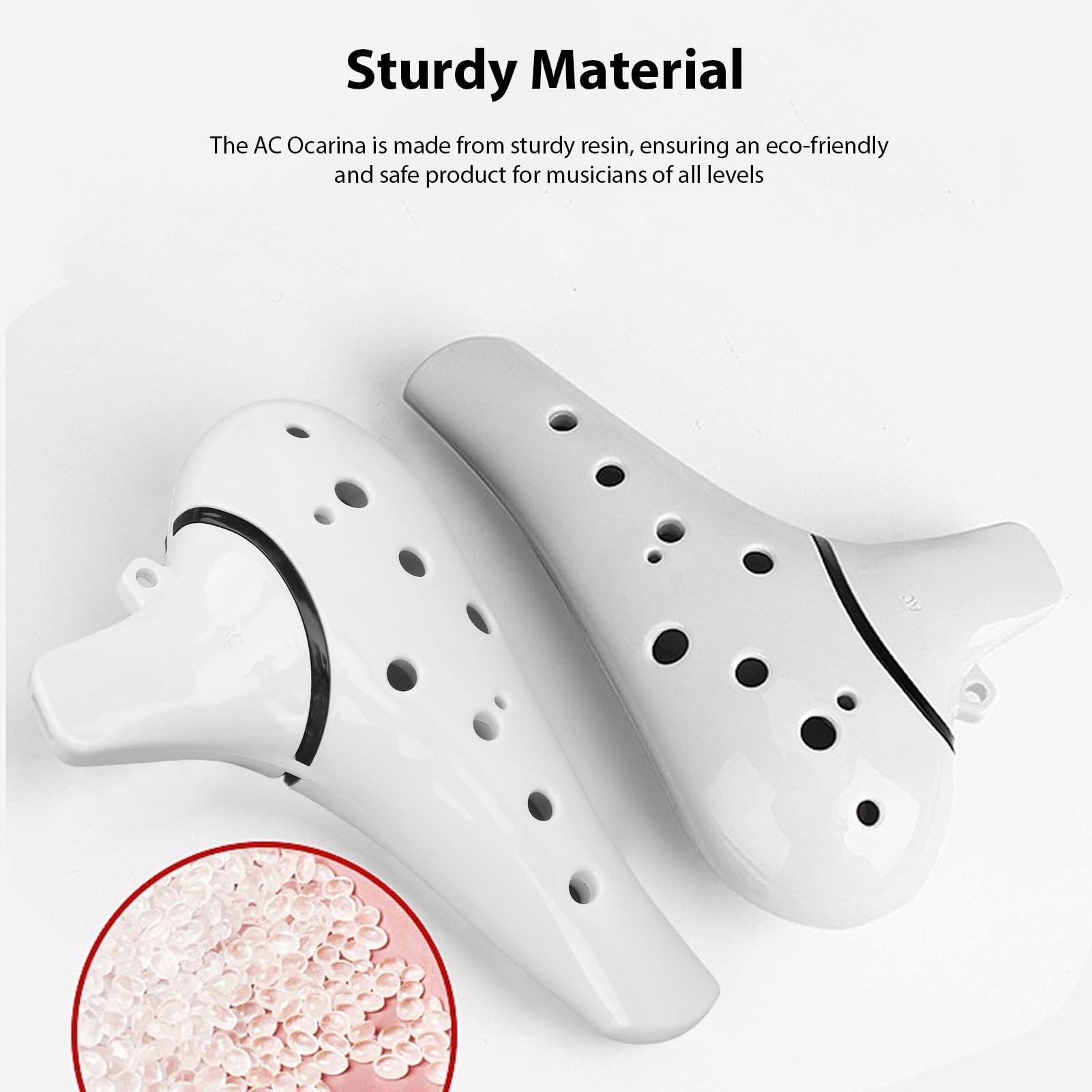 Keenso Ocarina, 12-otworowy Alto C Ocarina Ceramic Flute Instrument z żywicy ABS z Gładkim Ustnikiem Dmuchającym dla Początkujących i Profesjonalnych Graczy (WHITE)