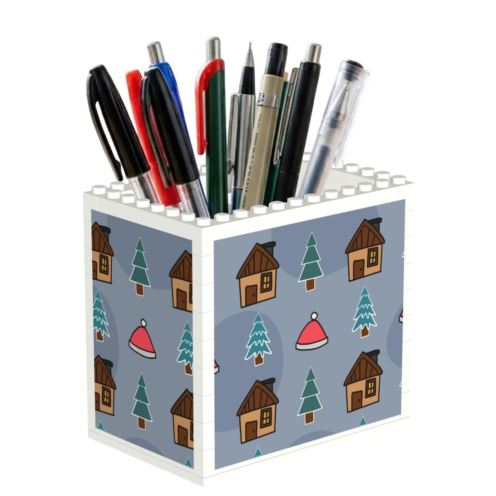 Poadnly Merry Christmas Christmas Tree, Pen Pot Pencil Holder for Office Home School, Compact Desk Organiser for Office Stationery