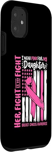 Vista 18 de iPhone 11 Pro Max - Bandera de cáncer de mama I Wear Pink Daughter Her Fight My Fight Case