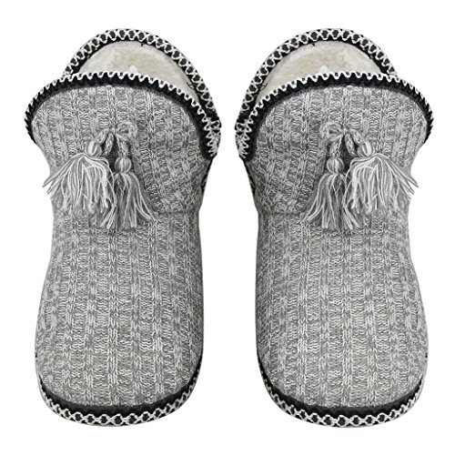 Womens Cashmere Knit Ankle Bootie Slippers Warm Cotton Quilted House Slippers Non-slip Indoor Slippers4