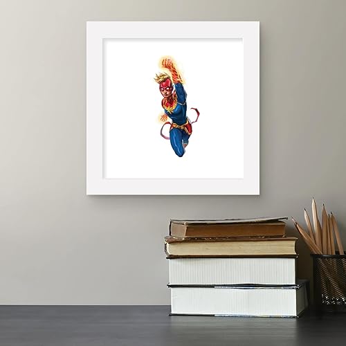 Miniatura 5 de Trends International Gallery Pops Marvel Comics Avengers - Póster de pared de Capitana Marvel, 12 x 12 pulgadas, versión enmarcada en blanco