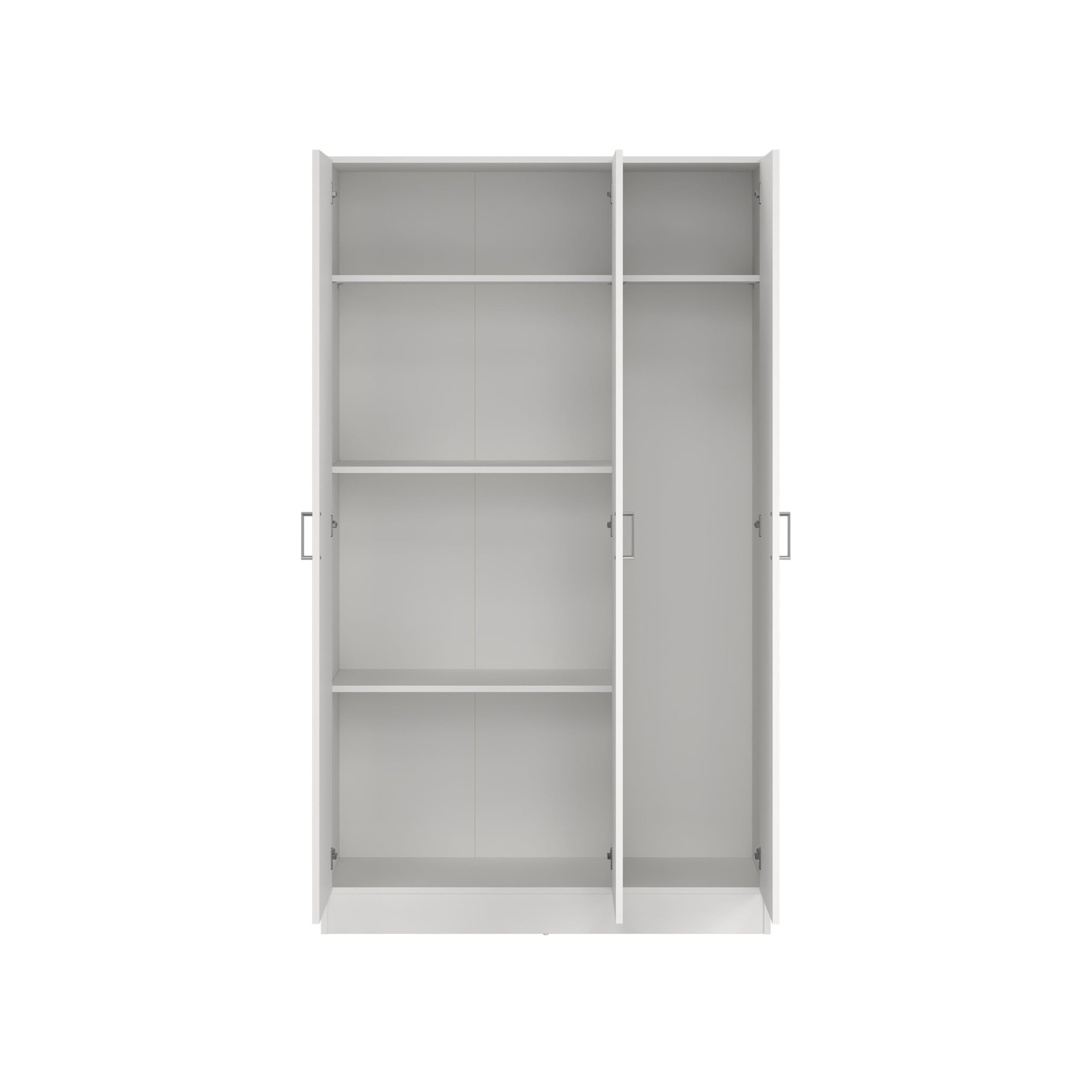 Dmora - Großer Mehrzweckschrank Beaumont, Zusatzschrank mit 3 Türen, Schuhregal mit Regalen, Besenschrank, 109 x 37 x 180 cm, Weiß