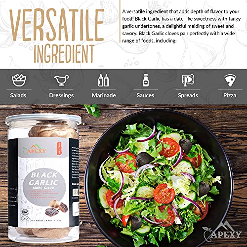 Black Garlic Multi Clove Fermented For 90 Days, 0 Additives, High In Antioxidants, Halal Certified 8.5Oz Pack Of 2 By Apexy #TOP2