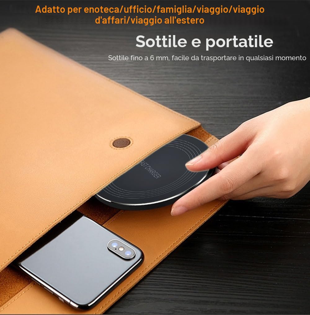Caricatore Wireless Charger, 20W Max Caricatore Senza Fili Portatile Rapida Caricabatterie Wireless per Apple iPhone 16/15/14/13/12/11/SE/X/8, Caricatore per Samsung Galaxy S23 S22 S21, Pixel, Huawei