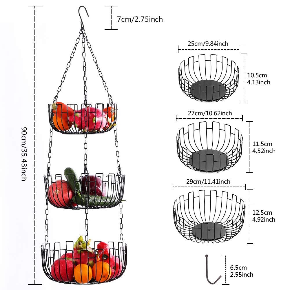 SUMTree Ciotola per frutta a 3 ripiani, in ferro, per frutta, pane e frutta in cucina (foglia loto, oro