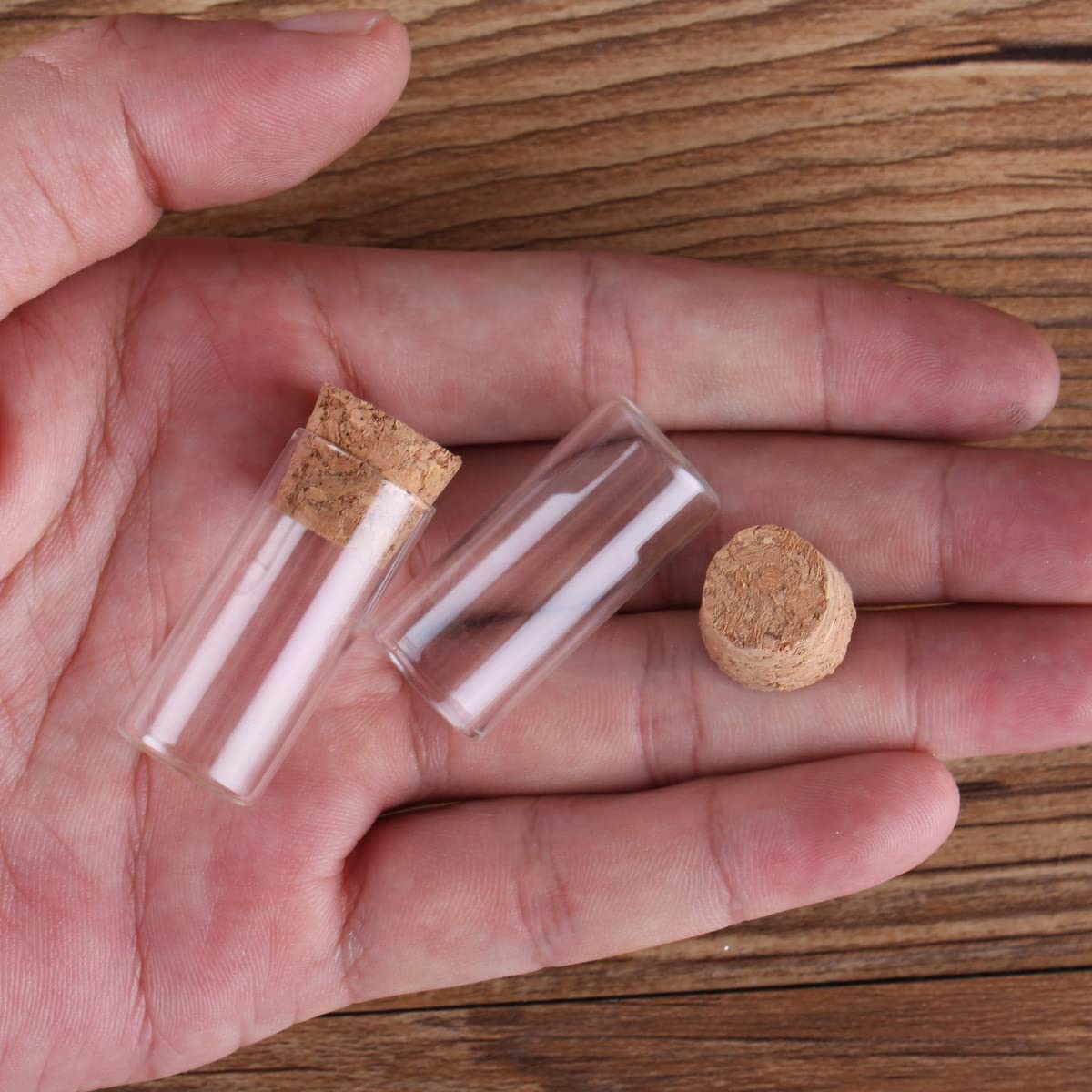 SYLALE 100 Tubos de ensayo de 3 ml y 16 x 35 mm con Tapa de Corcho, frascos de Vidrio, Viales de Vidrio, pequeñas Botellas de Vidrio for Manualidades.
