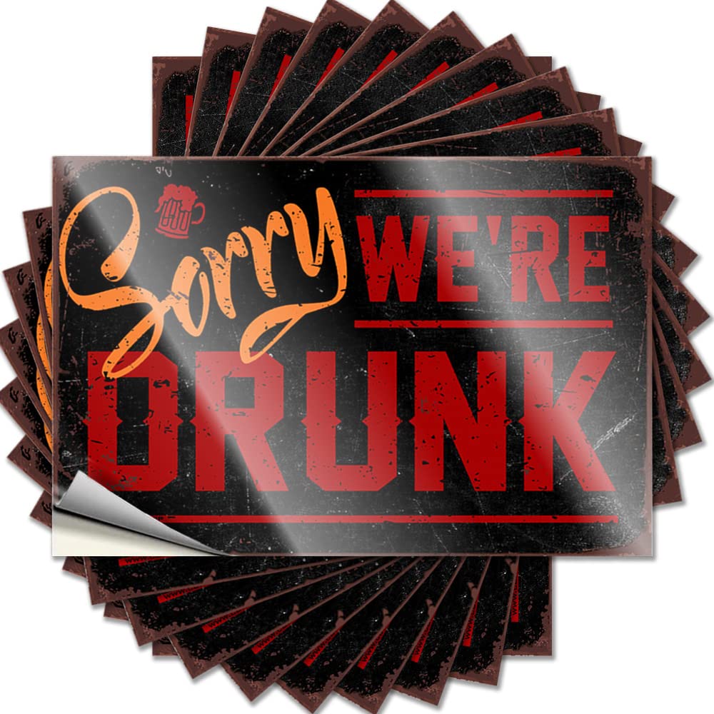 Tool Box Stickers Sorry We're Drunk Funny Sticker 10 Pcs Cars Stickers Windshield Stickers for Cars(6X9CM)