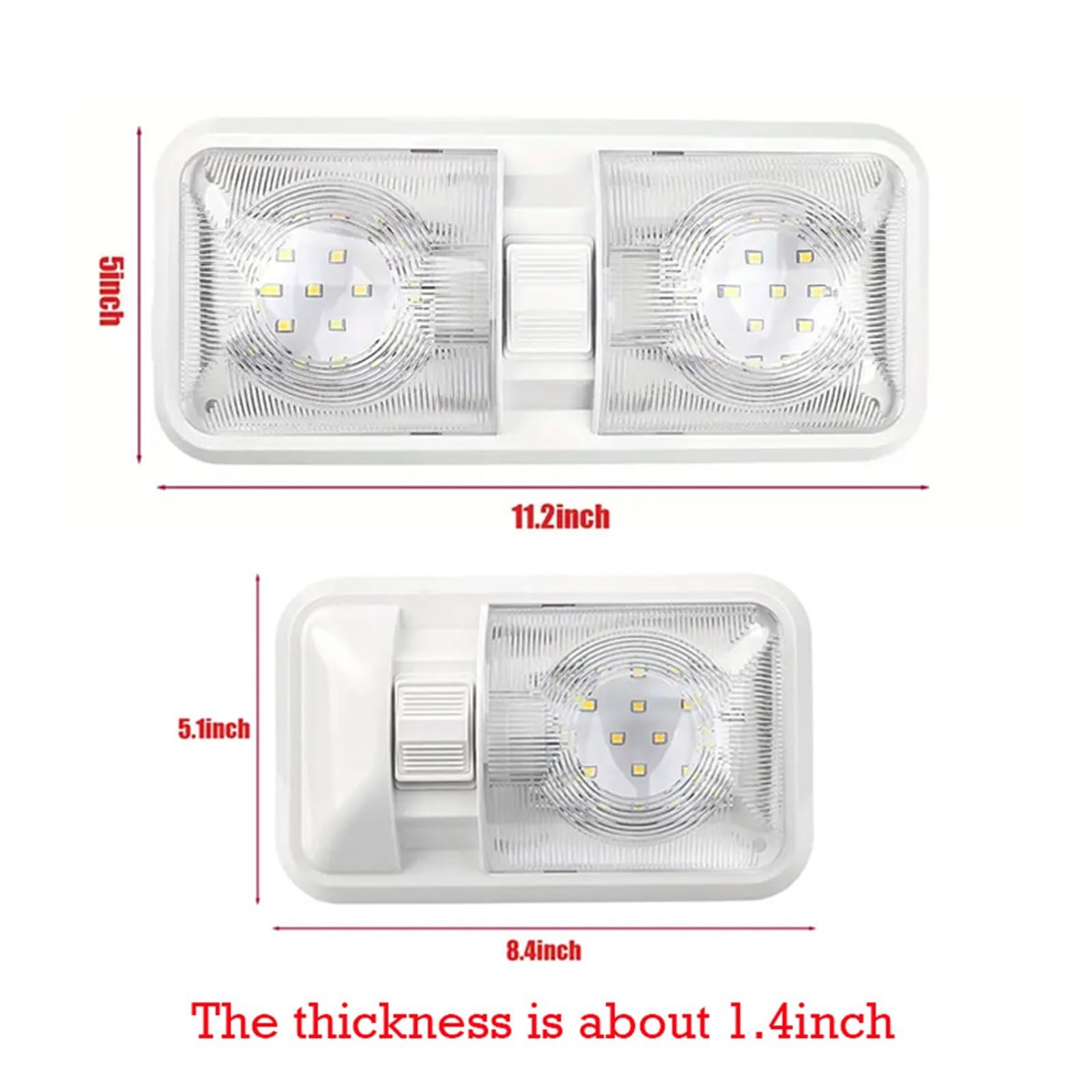Luci per Tettuccio 1PC 12V LED RV Plafoniera Da Soffitto Con Interruttore Finitura In Cristallo Lampada Lettura Interna Per Camper Rimorchio Per Auto Barca(Short RV light)