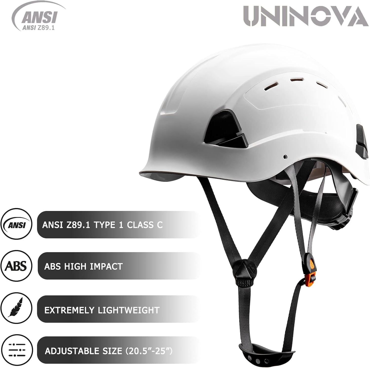 UNINOVA Hard Hat Construction OSHA Safety Helmet 6 Pt Suspension Adjustable Suspension Cascos De Construccion