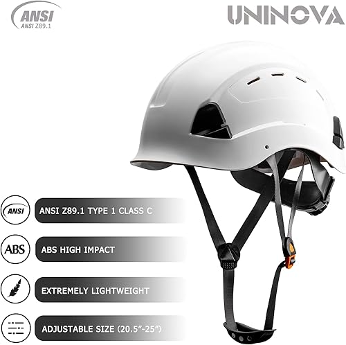 Miniatura 3 de UNINOVA Casco de seguridad aprobado por ANSI Z89.1, ventilado, suspensión de trinquete de 6 puntos, perfecto para trabajos de construcción (01