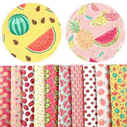David Angie Summer Fruits Printed Faux Leather Fabric Sheet 10 Pcs 8