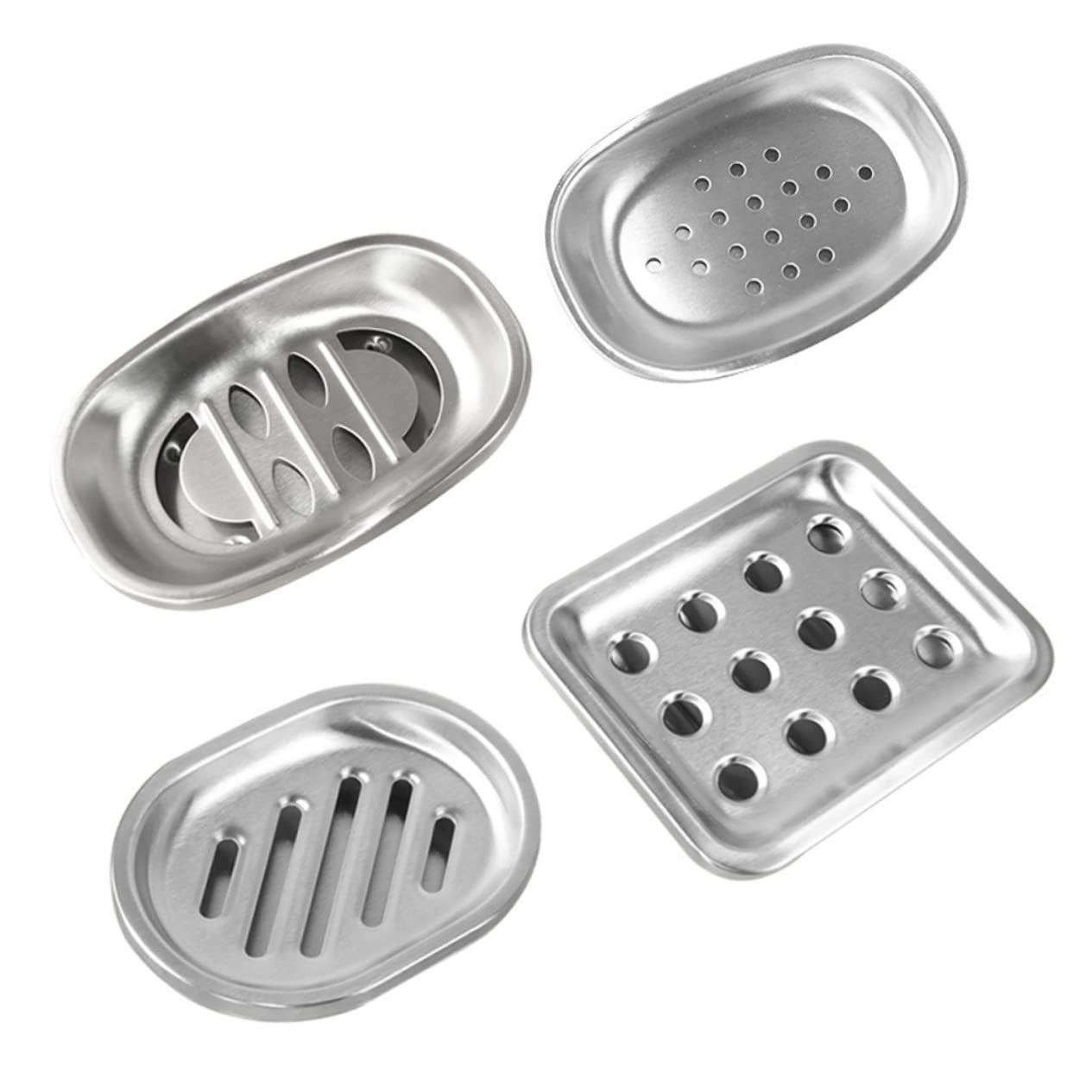 Ciieeo Jabonera de Acero Inoxidable de 3 Piezas con Diseño de Rayas Elegante Y Drenaje para
