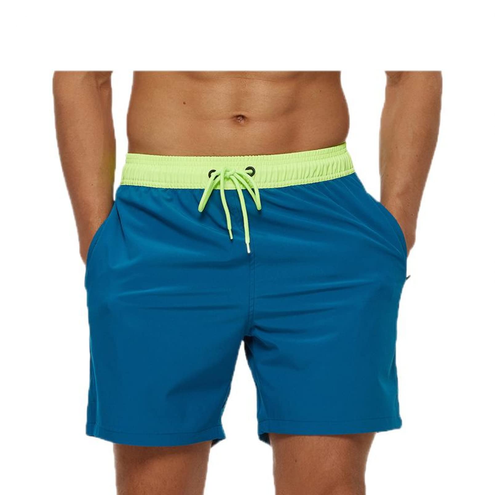 Shorts De Baño Elásticos para Hombre Shorts De Playa De Secado Rápido con Bolsillos con Cremallera Y Forro De Malla