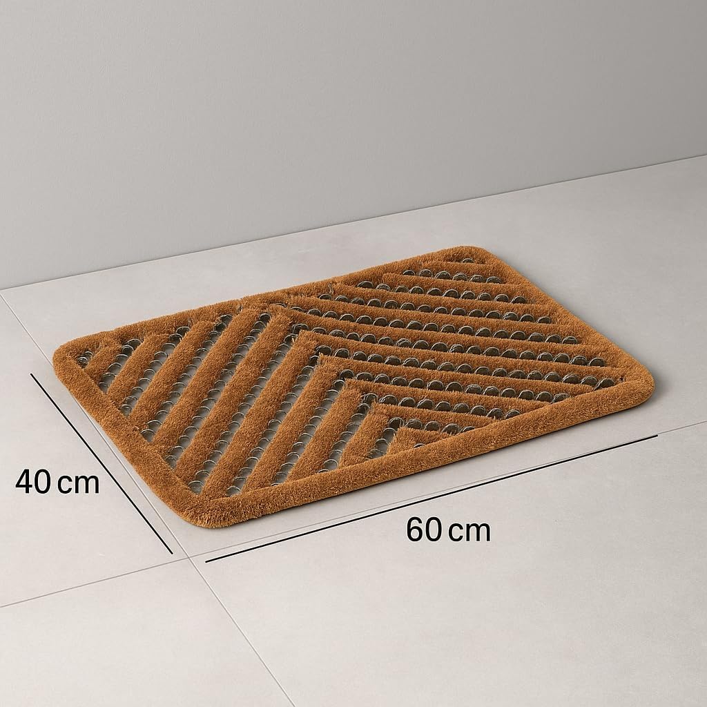 Astra Paillasson extérieur - Tapis en Coco - Paillasson Anti-salissures - Tapis de Sol à brosses - Tapis de propreté résistant Naturel 40 x 60 cm Lot de 2