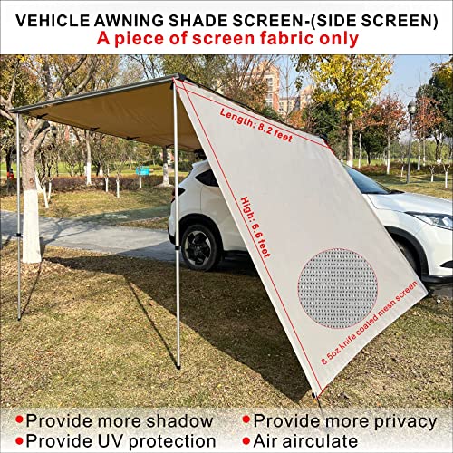 Dulepax Car Side Awning Shade Screen, Vehicle Awning Wall Extension Canopy For Side Screen(8.2X6.6 Ft), Beige Universal Side Wall Panel Cloth Accessories Provide More Shade And Privacy(Screen Only) #TOP1