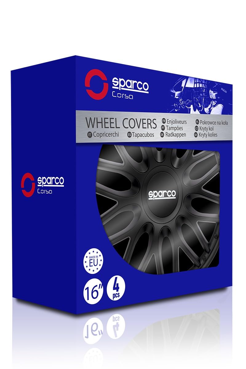 Sparco Spc1696Bk Set Copricerchi 4 Pezzi Roma 16 Pollici Nero