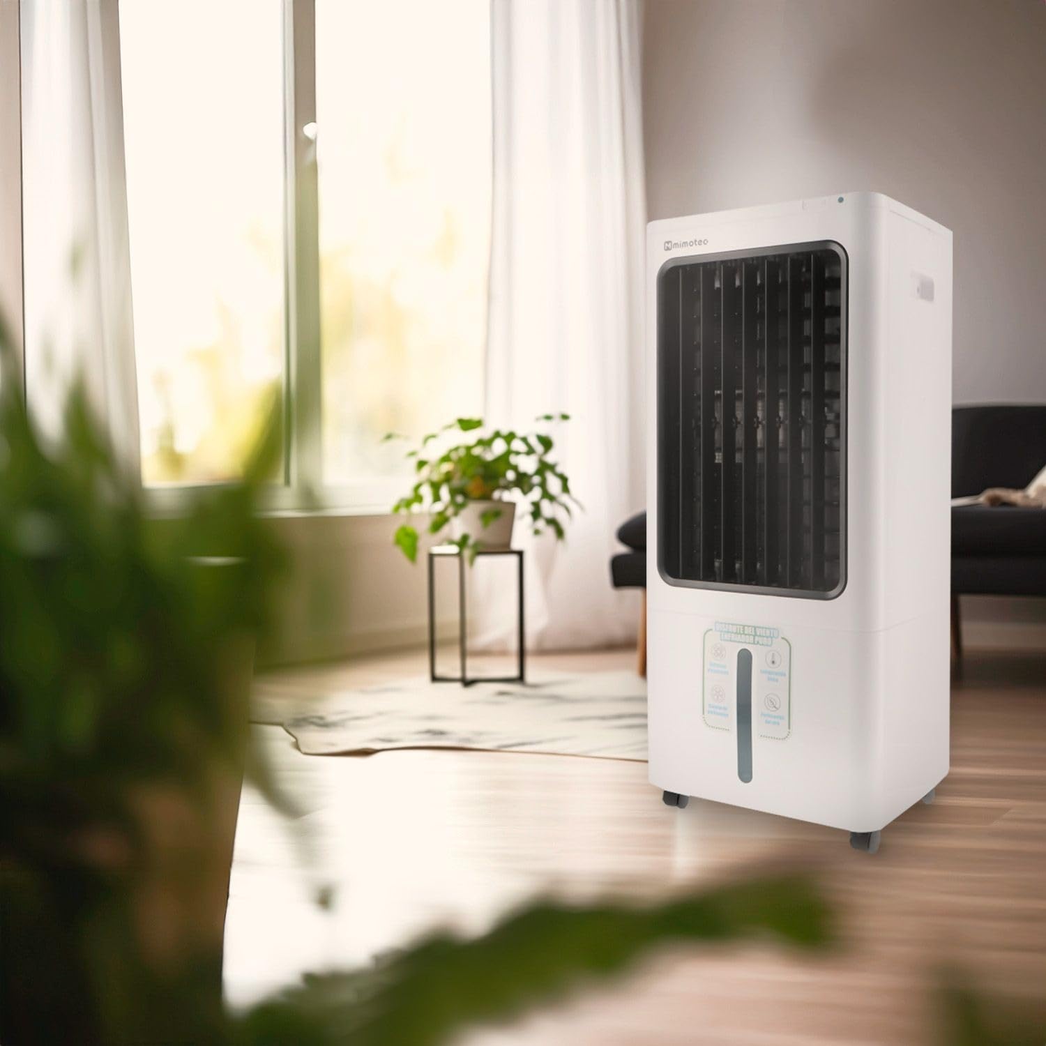 M mimotec - Climatizador Evaporativo Portátil Airmax 4800 m³/h Blanco, enfriador de Aire 30L Control Remoto, Silencioso, 100W, Bajo Consumo, ideal para Hogar, Oficina y Exteriores Cubiertos