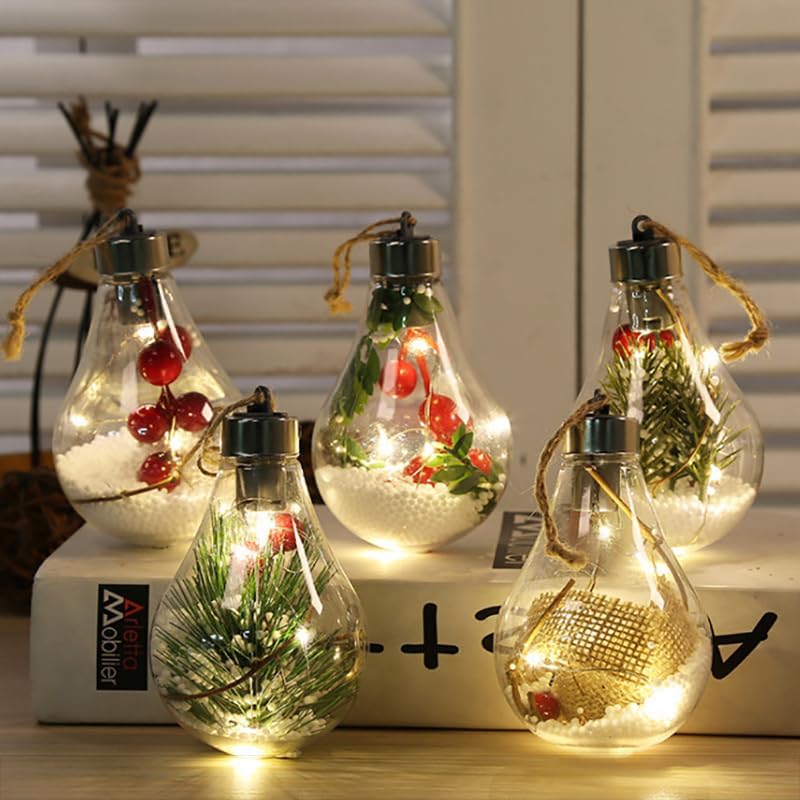Miniatura 4 de Adornos de bombillas LED de Navidad (verde-blanco (2)), colgantes para árbol de Navidad, luces LED, plástico resistente a los golpes, (1 unidad)