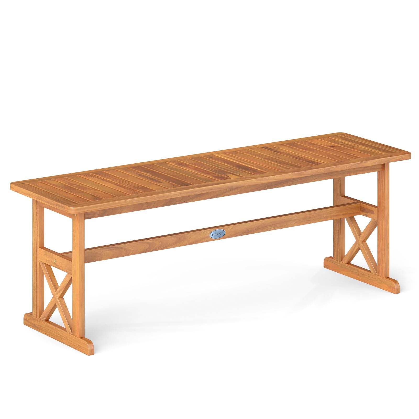 COSTWAY Banc de Jardin en Bois d'Acacia, Charge 360 kg,Banc Exterieur Jardin sans Dossier pour 2-3 Personnes, Siège à Lattes, Banquette Extérieur pour Porche Jardin Balcon, 130 x 35 x 45 cm