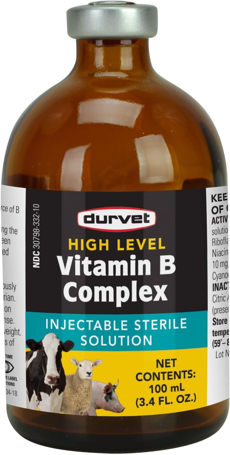 Durvet High Level Livestock B Complex Vitamin Injectable Cattle Swine Sheep