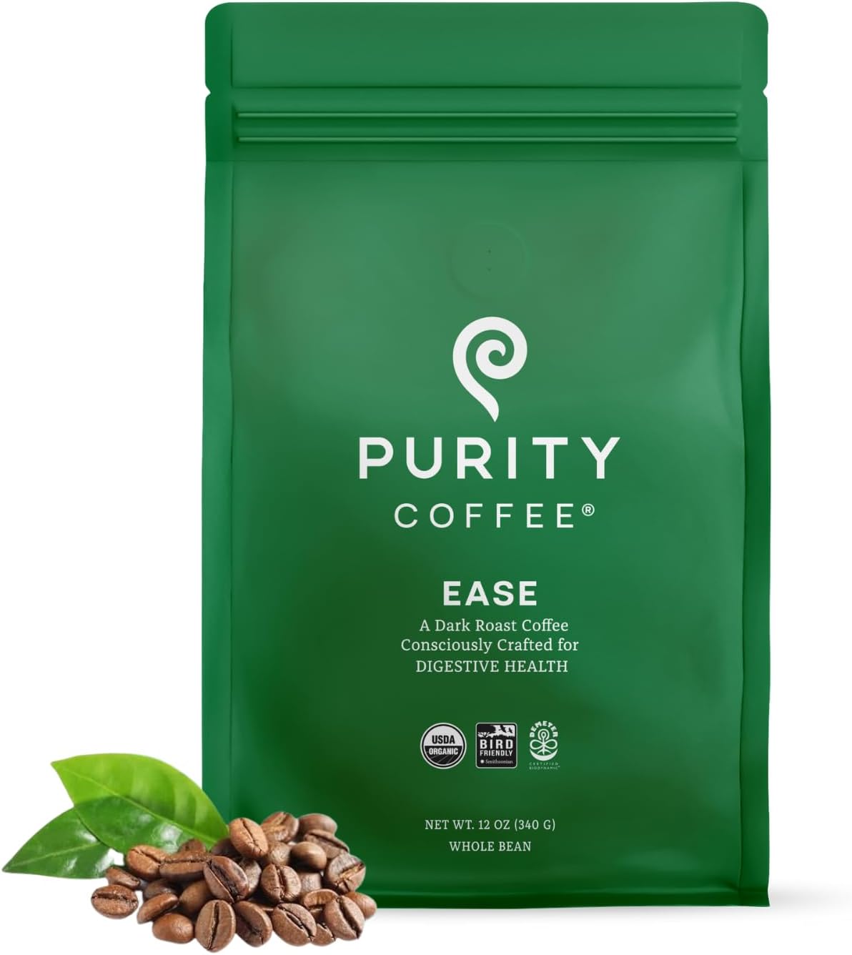 Purity Coffee PROTECT Light-Medium Roast Whole Bean Coffee - Sweet Citrus & Toasted Hazelnut Flavor, Specialty-Grade Organic Arabica Coffee, 12 oz / 340 gm Bag