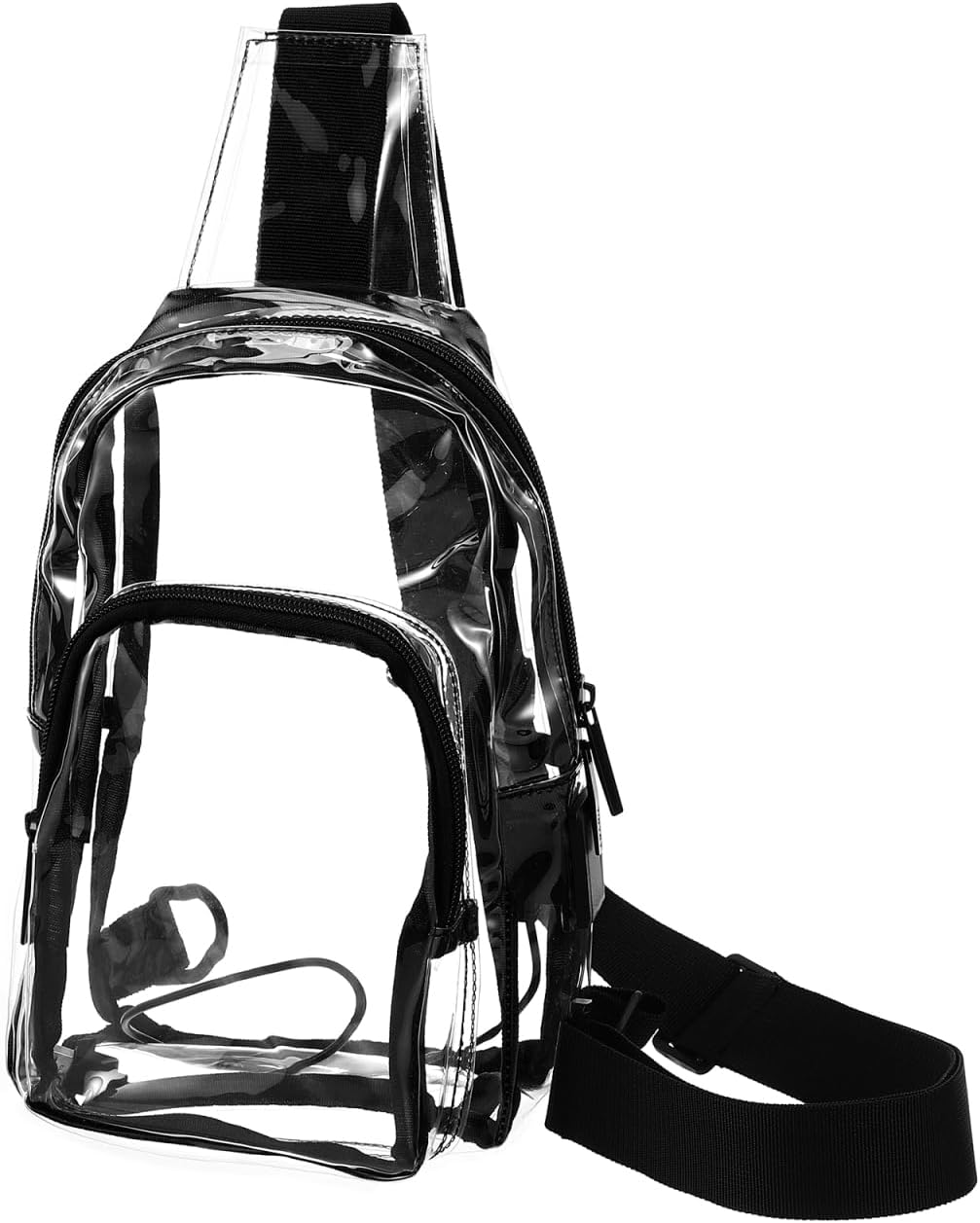 SAFIGLE Transparent Crossbody Bag Clear Sling Purse with Multi-Layer Pockets and Built-in Charging Port Stadium Approved for Concerts Travel 14.2X8.3X4 Inches