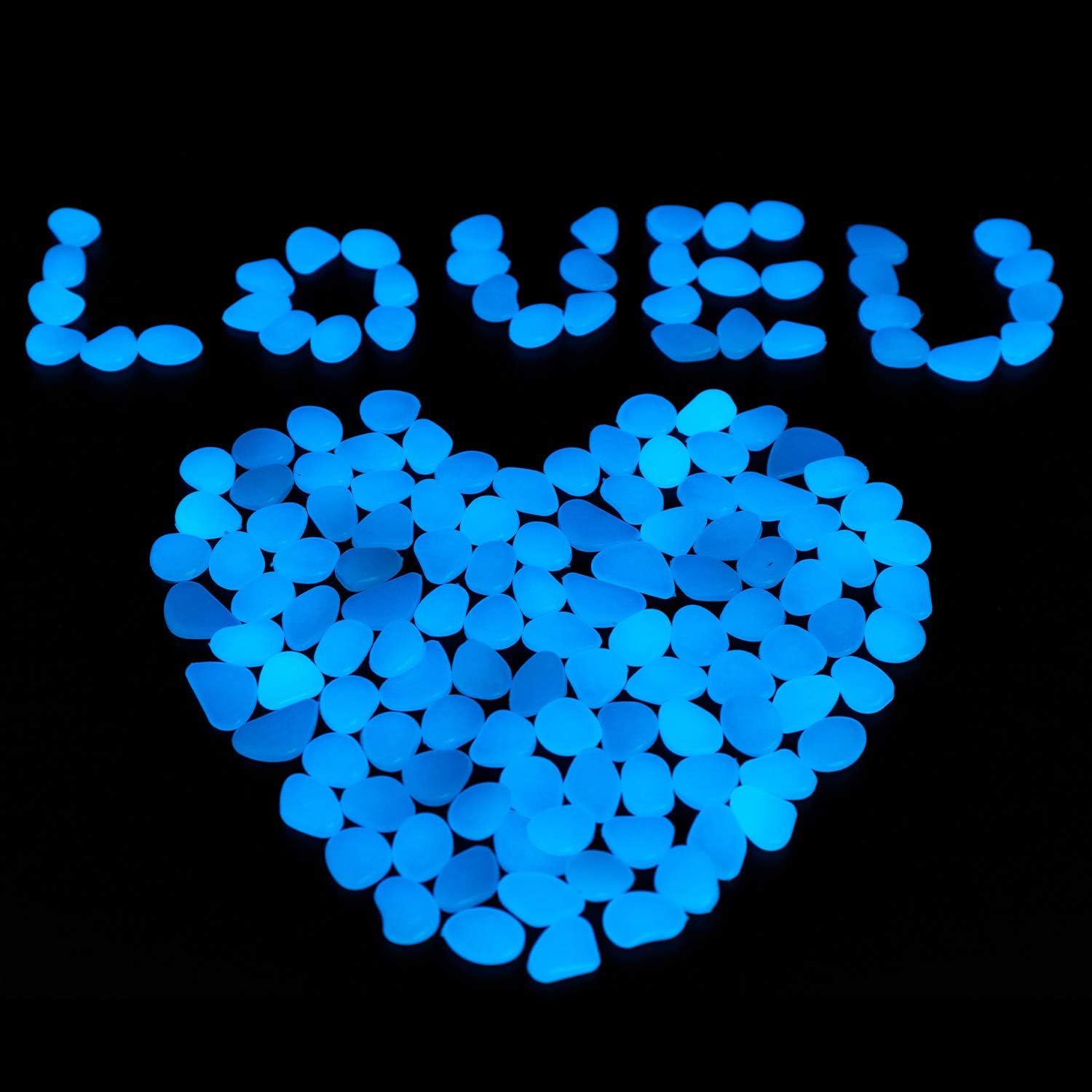 Wandering Nature Glow in The Dark Stones Luminous Pebbles Light or Solar Charged Outdoor Decor for Garden Indoor for Vase Planter Aquarium Fish Tank (400pcs, Sky Blue) : Patio, Lawn & Garden