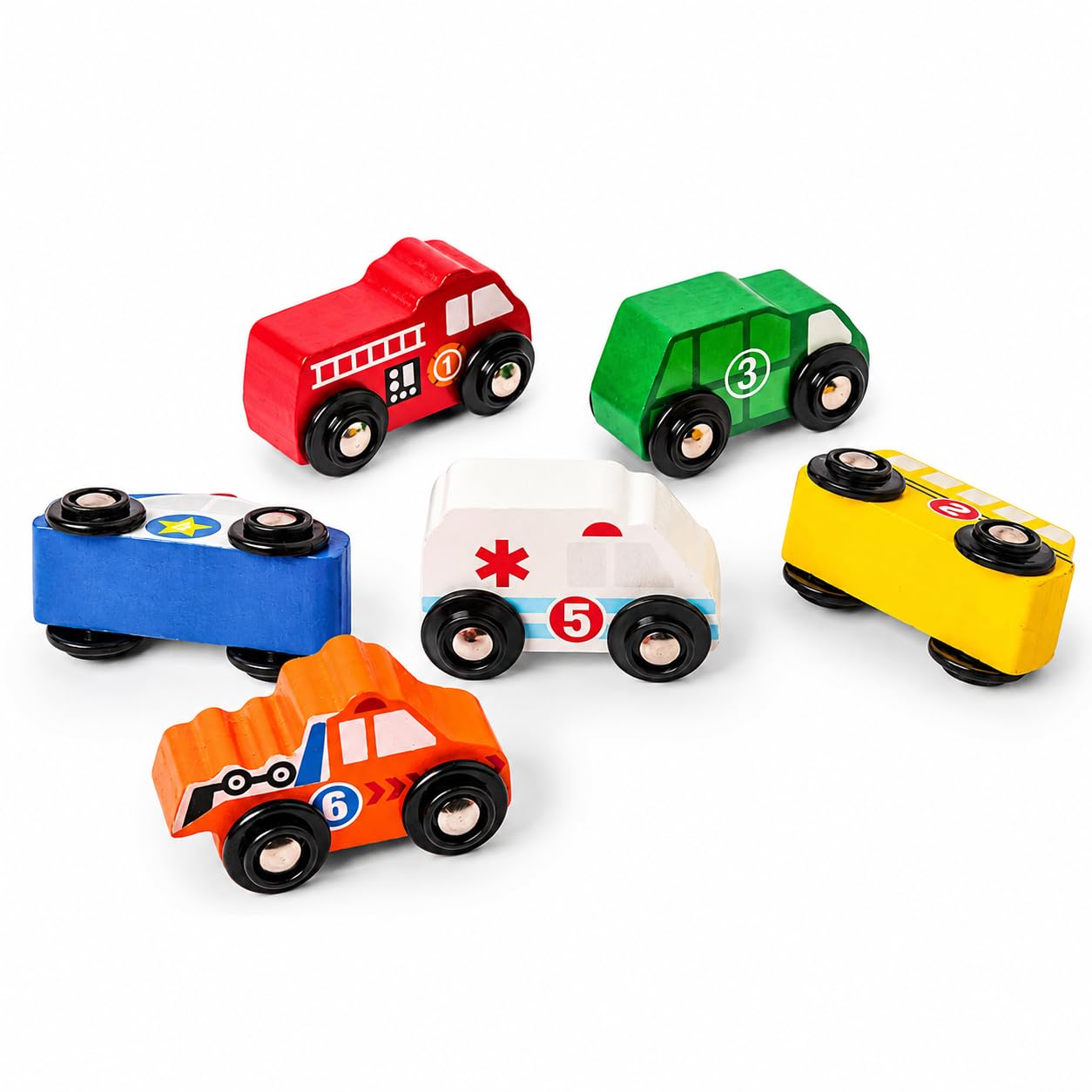 Pack of 6 Wooden Vehicles Toys for Age 3+ | Colorful Mini Wooden Vehicles with Wheels | Small Toys for Kids | Cars Set | Driving Cars for Boys Girls | Educational Plays | Assorted Multi Color.-picture-26