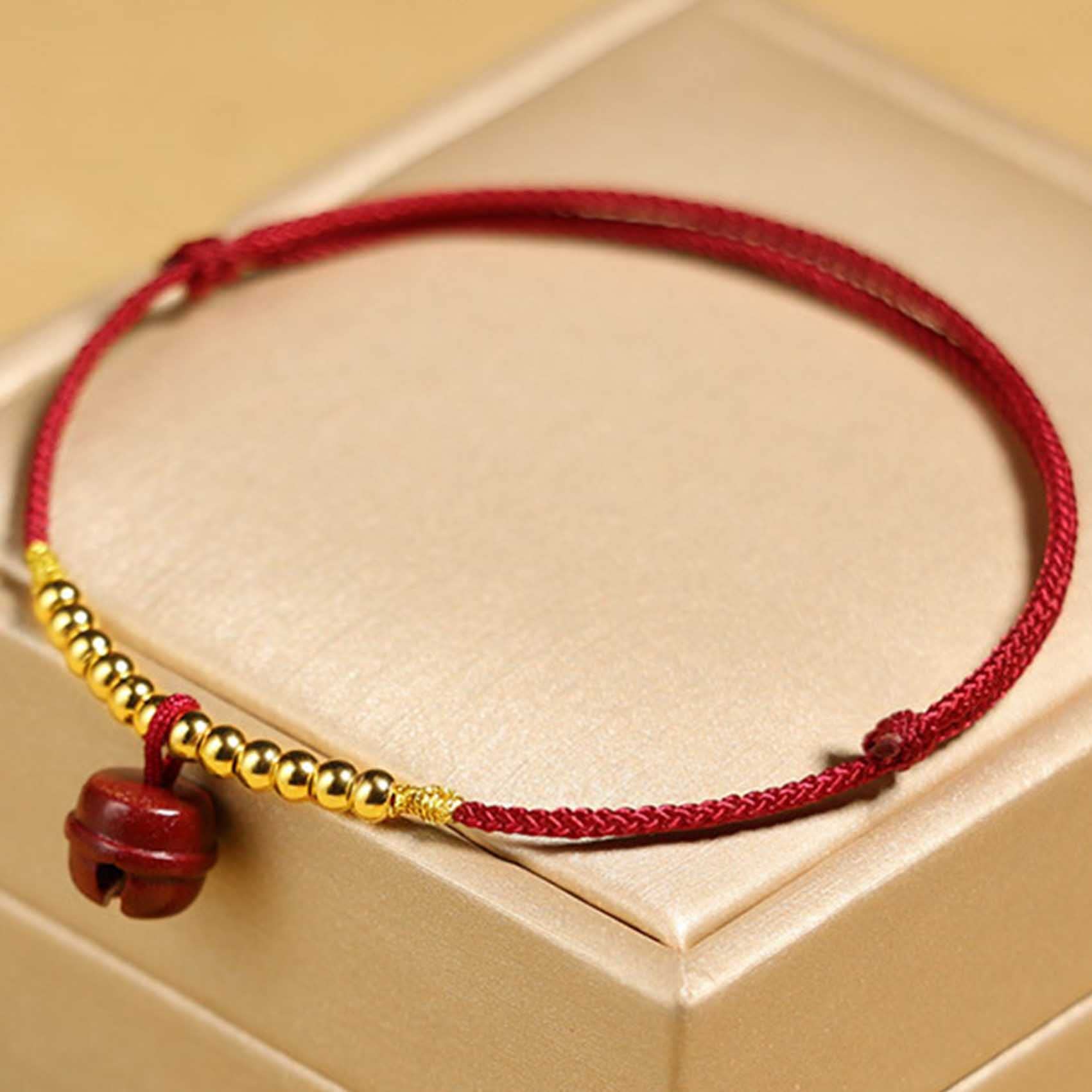 Pulsera Feng, Feng Shui Hilo Rojo Tobillo Cinabrio Campana Colgante Amuleto De La Suerte Cordón Hecho A Mano Pulsera De Pie Joyería De Amuleto De La Fortuna Ajustable Tobillera para Mujer
