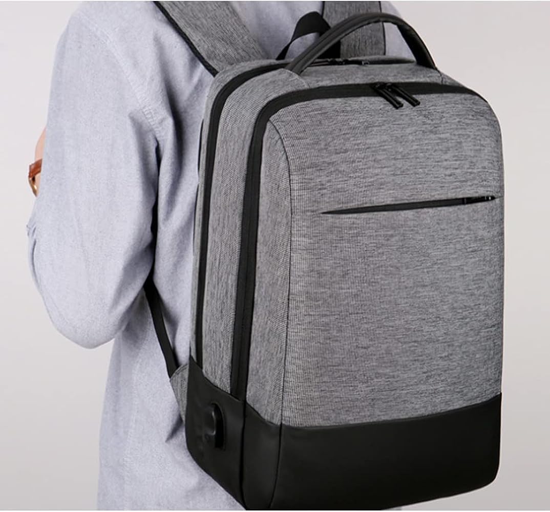 Black and Grey Laptop Backpack with | Stylish Business Travel Bag for Men and Women | Waterproof Office College School Backpack | Durable Lightweight Anti-Theft Laptop Bag