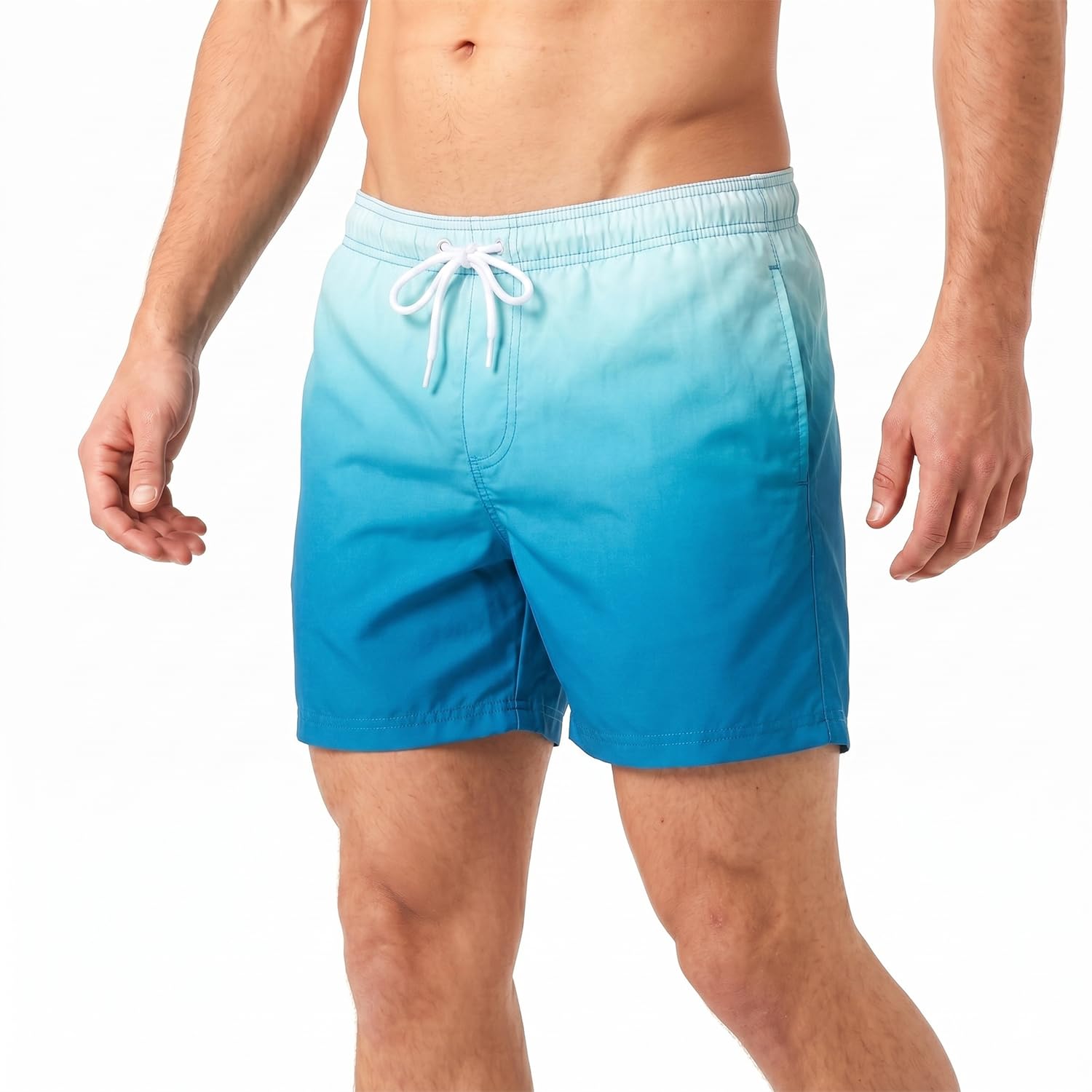 RIPT Men’s Quick Dry Swim Shorts with Mesh Lining Drawstring Waist UV50 Sun Protection Beach & Swimming Trunks (Blue Dip Dye, XXL)
