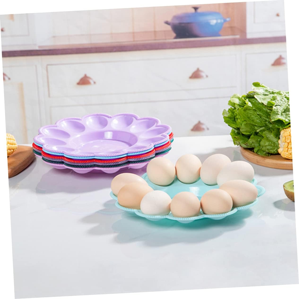 Cabilock 3pcs Egg Storage Tray Eggs Storage Trays Organizer Hard Boiled Meatball Shrimp Japanese Decor Platter Tray for Boiled Eggs Countertop Egg Stand Lid Display Basket Paper Cup Plastic