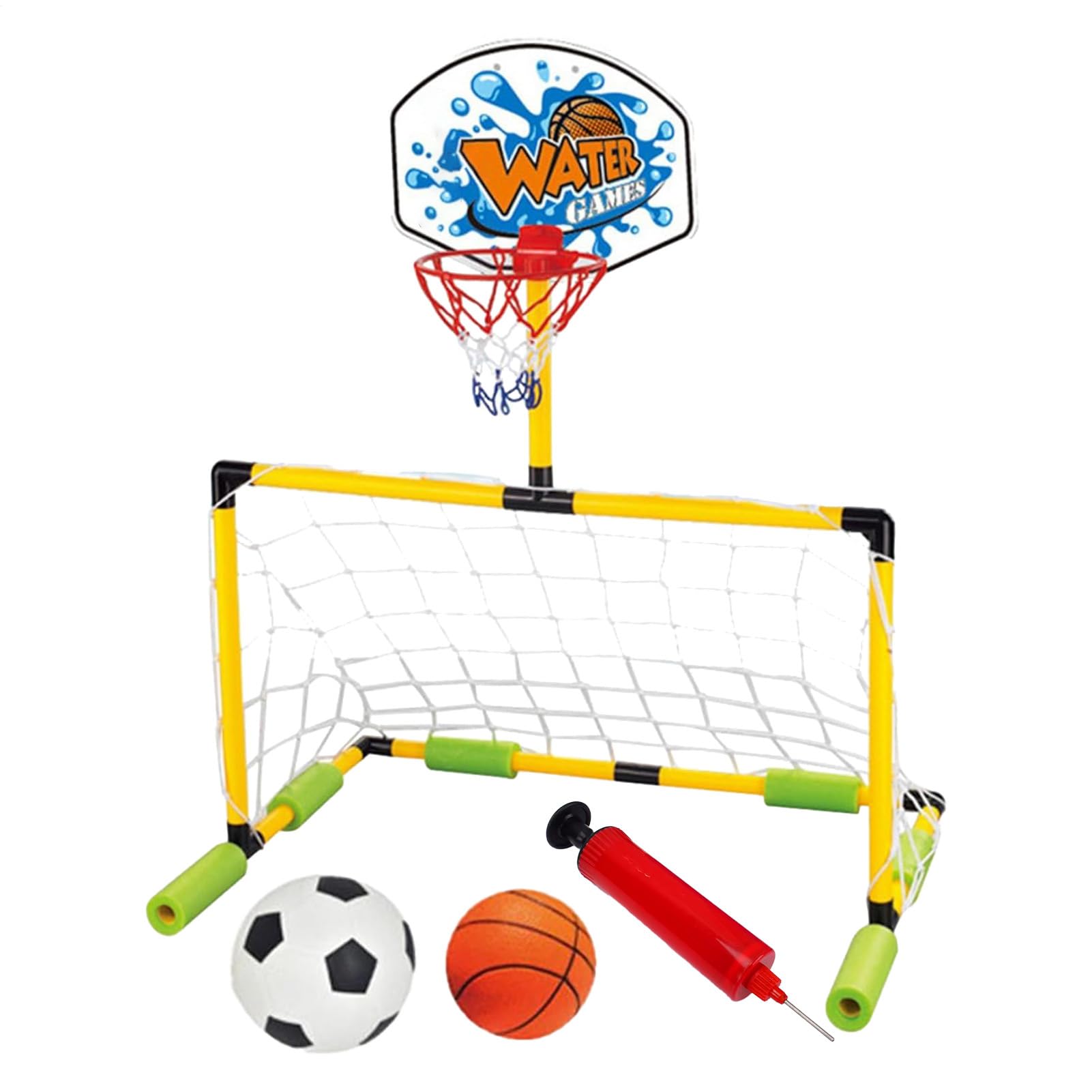 Panier De Basket pour Piscine | But Flottant De Basket pour Piscine avec Pompe Et Ballon - avec Pompe Ballon De Foot Porte Cadre Étanche Adulte Plage Lac Parc