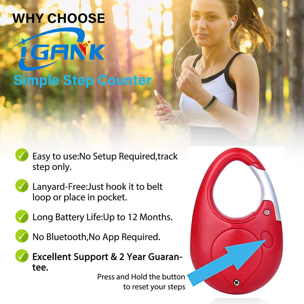 iGANK Simple Walking Pedometer 3D Step Counter for Men Women Kids (Red) : Sports & Outdoors