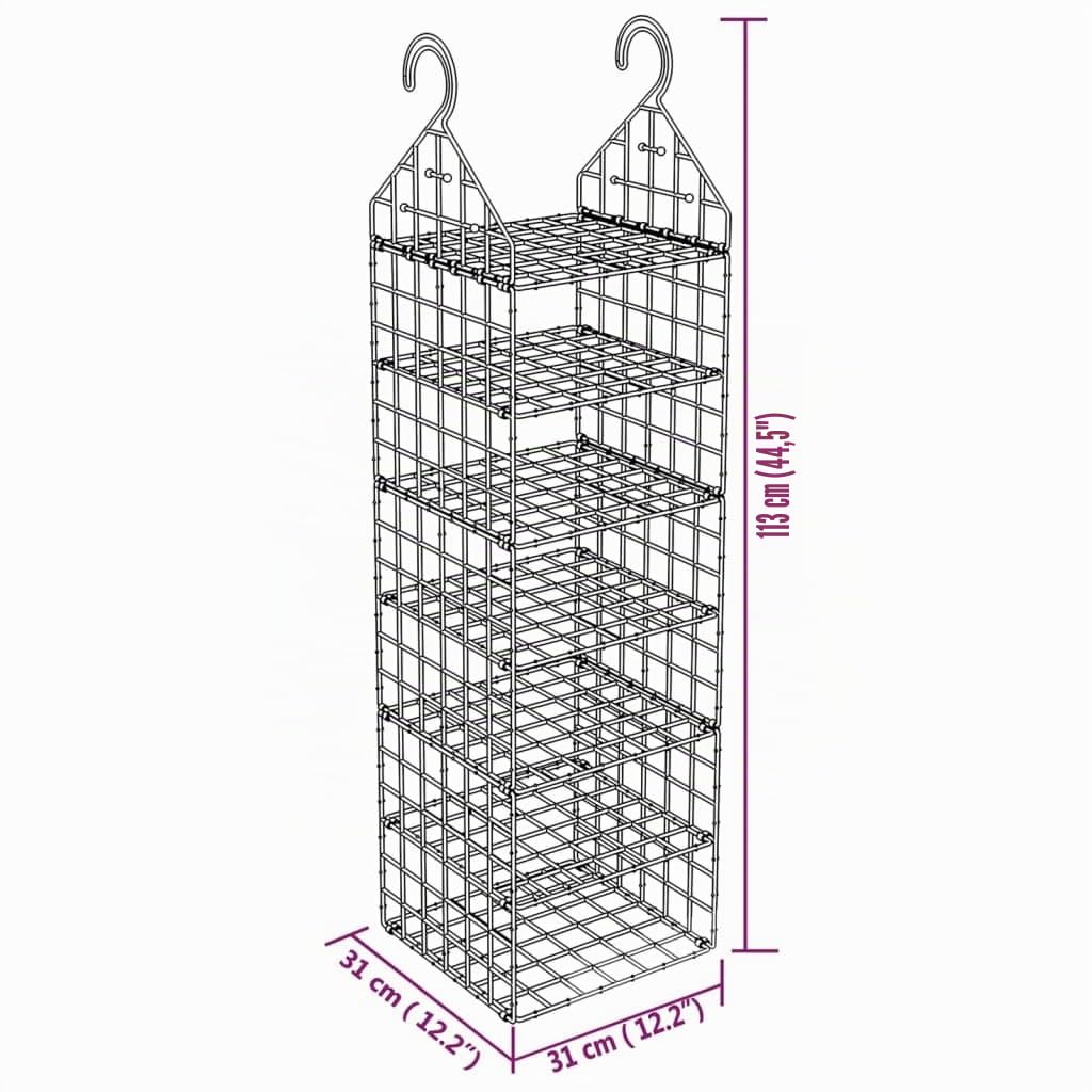vidaXL 2X Estanterías Colgantes para Armario con 7 Estantes Organizador Ropero Chaqueta Espacio Almacenamiento Mueble para Familia Hogar