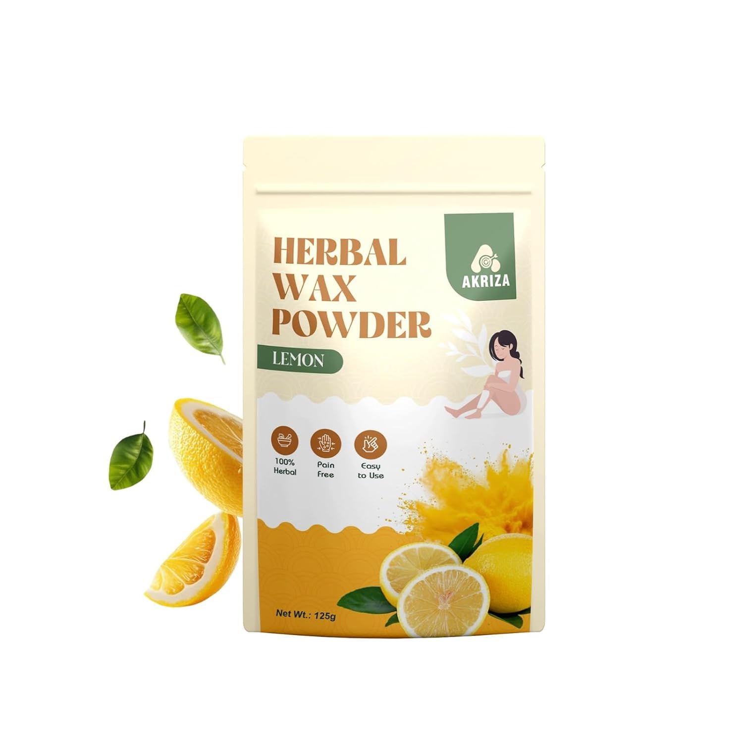 Painless Herbal Wax Powder for Hair Removal - 125g(Lemon)