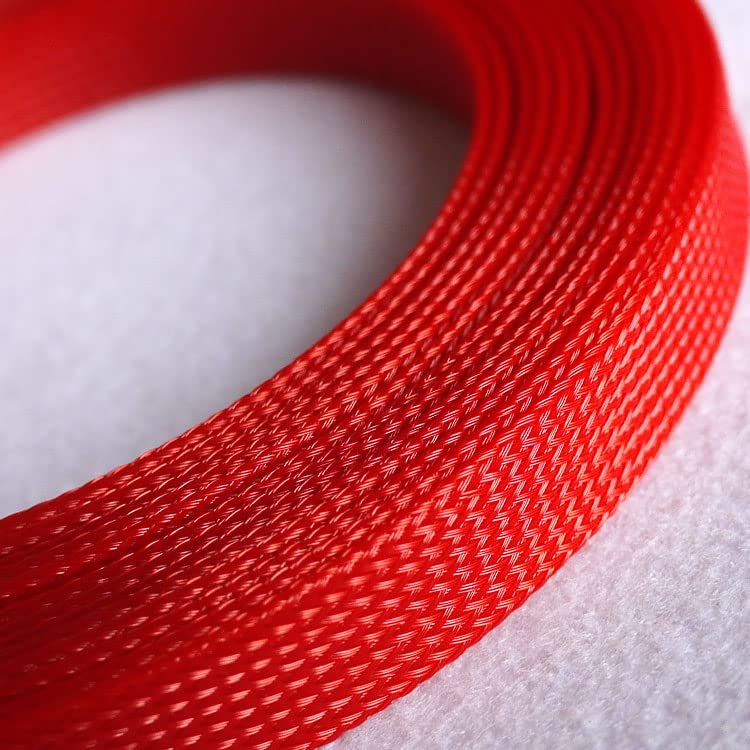 Gaine extensible rouge en PET tressé cache cable bureau 10m