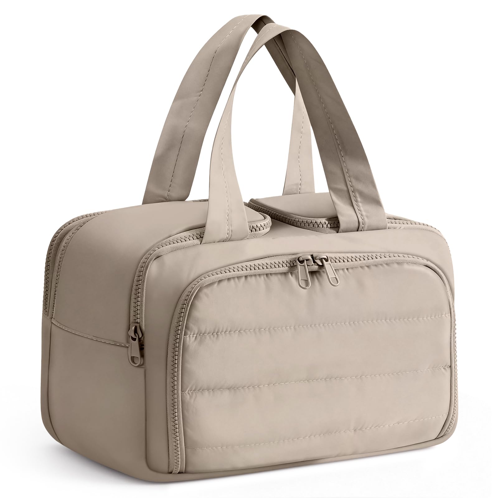 XWFB Travel Toiletry Bag Duffel - Water Resistant, Wide-open Large Lightweight Makeup Bag for Women with Handle & Wet Pocket, Puffy Organizer for