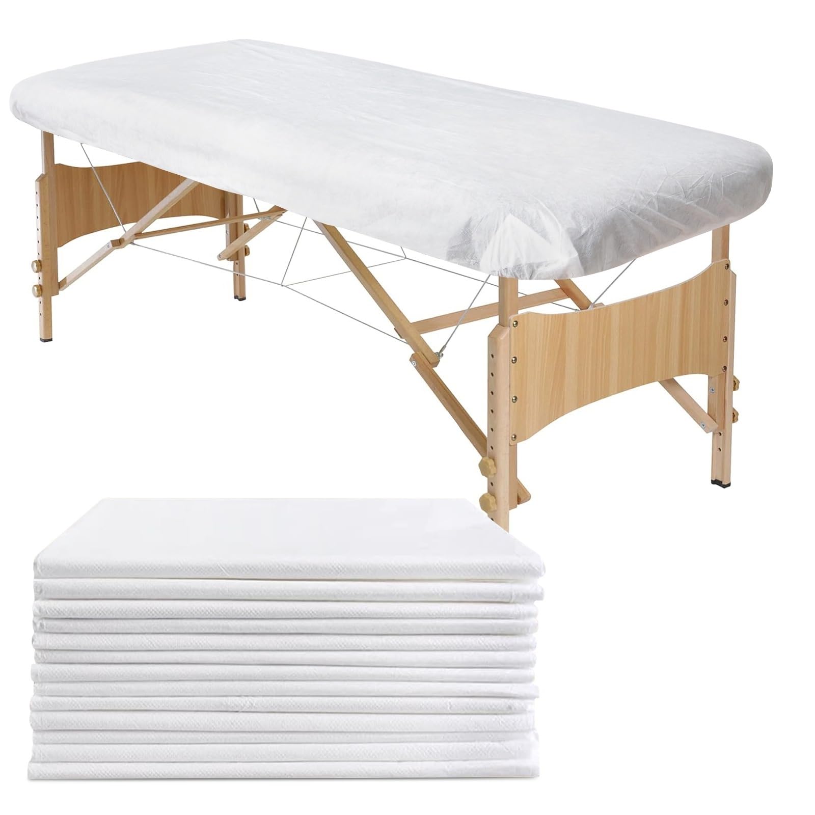 30pcs 90 x 215cm Coprilettino Monouso, Coprilettino Estetica Impermeabile, Lenzuola Usa e Getta con Elastici, Coprilettino da Massaggio per Estetica, Fisioterapia (Senza aperture facciali)