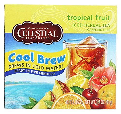 Celestial Seasonings Cool Brew Tropical Fruit Iced Herbal Tea Caffeine - 40 Tea Bags