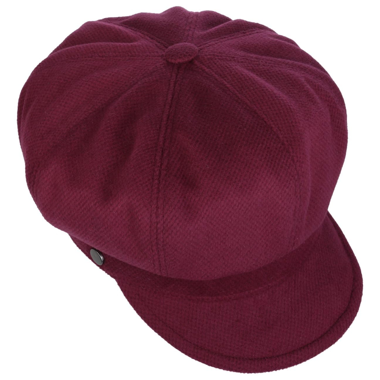 LIERYS Silby czapka balonowa z kaszmirem, czapka z daszkiem, czapka Newsboy Cap damska – Made in Italy, parasol, na jesień, zimę, jesień, zimę, jeden rozmiar, bordowa