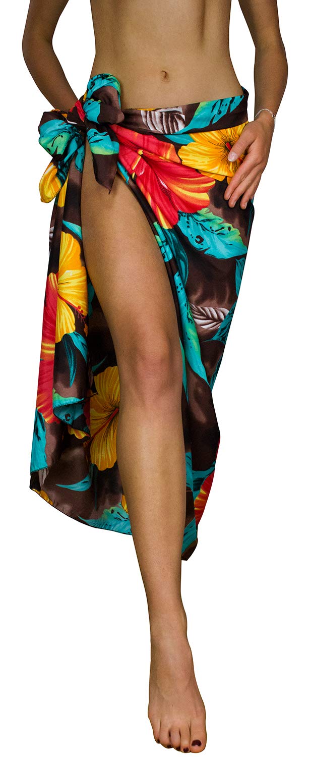 King Kameha Hawaiano Pareo Sarong Abrigo De Playa para Mujeres Funda De Bikini Casual Traje De Baño Muy Ruidoso Flores Grandes Imprimir