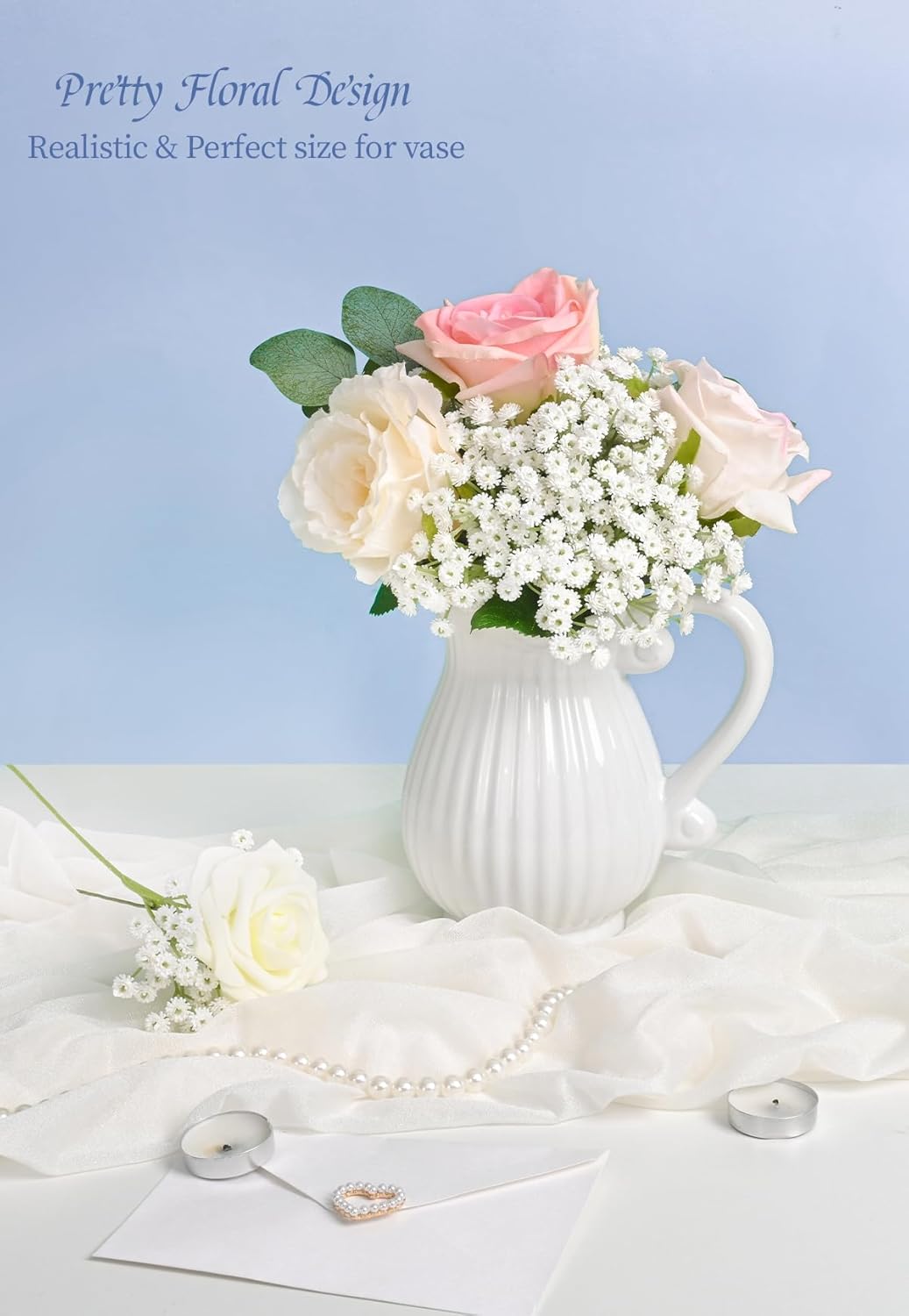 Elyum 25 Pcs Babys Breath Artificial Flowers, 12.5 Inch Baby Breath Flowers Artificial Bulk for Vase, Real Touch Fake Babys Breath Gypsophila for Wedding Bouquet Floral Arrangement Home Decor - Image 3