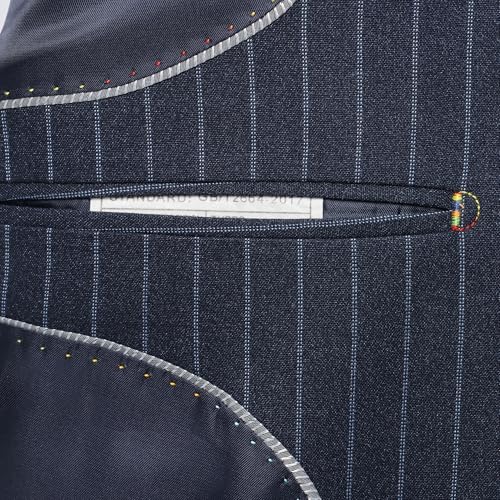 Men's Two-Piece Suit, Single-Button Slim-Fitting Formal Wedding and Ball Gown Suit with Blue Stripes (US, Alpha, X-Small, Regular, Regular, Blue Stripes)3