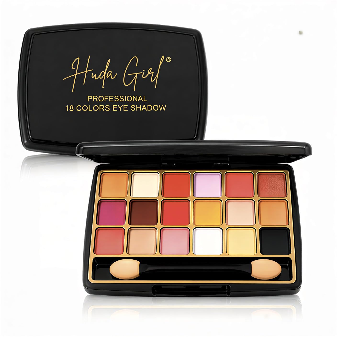HUDA GIRL Eyeshadow Palette 18 Colors Shimmer Eye Shadow Palette with Mirror, Multicolor Eye Makeup Kit for Women, Glitter Shimmer Shades for Daily use Party Look-image-7