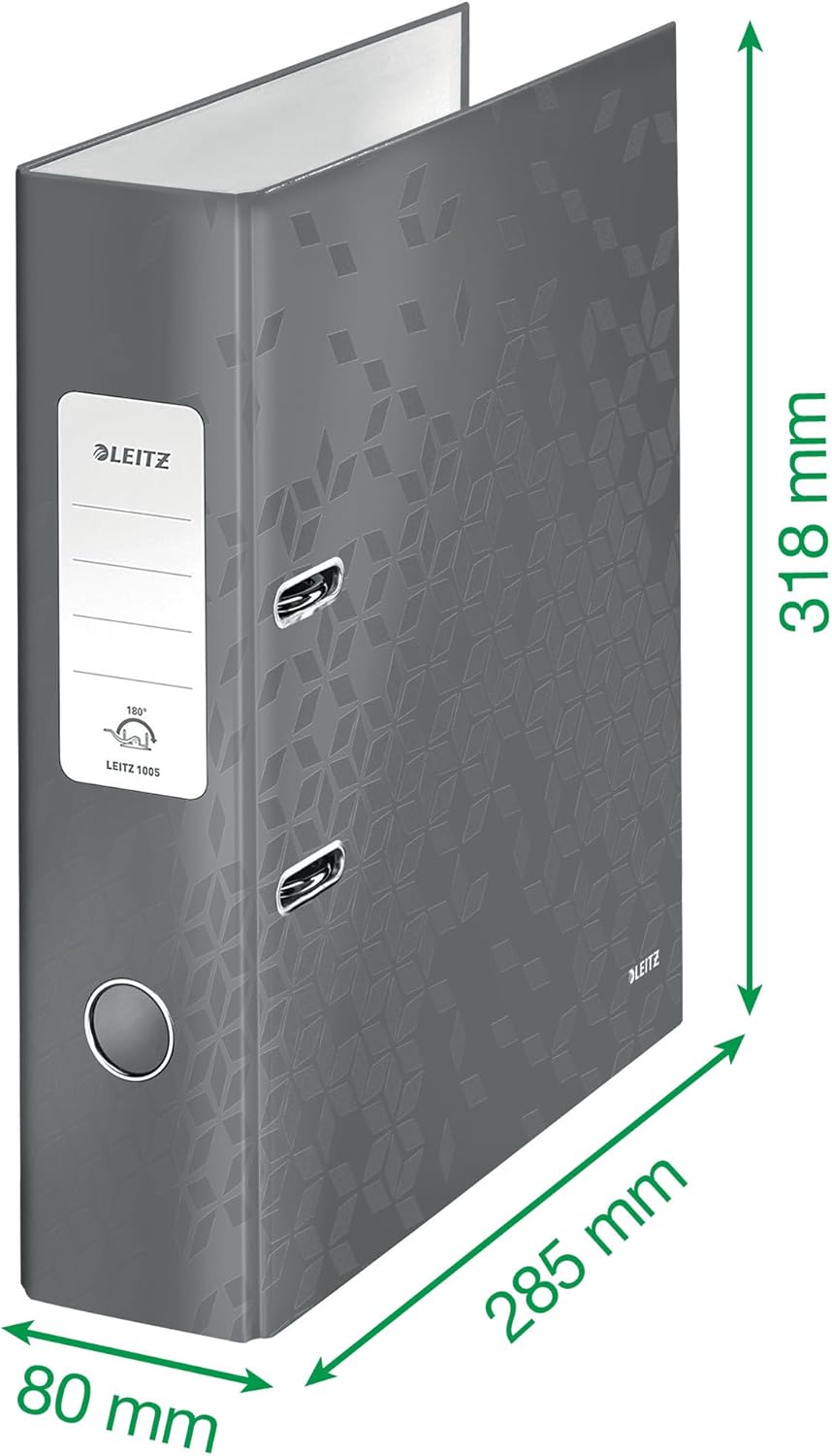 Leitz 180° Wow Laminated 80mm Lever Arch File Pearl White Pack of 10
