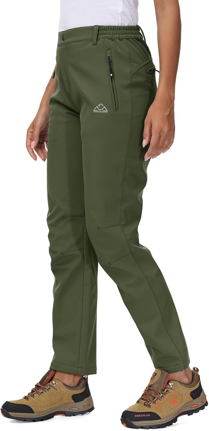 YSENTO Women's Fleece Lined Pants Winter Snow Ski Waterproof Insulated Softshell Hiking Mountain Pants - Image 2