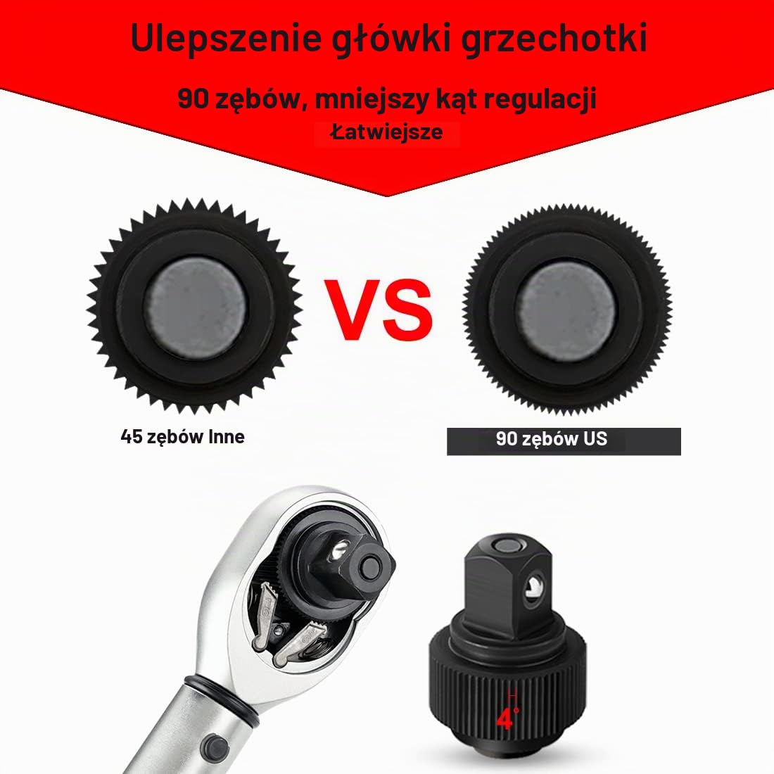 Klucz dynamometryczny 1/2", klucz skrętny 20-220 Nm, dokładność ± 3%, 90-zębowy klucz grzechotkowy, z przedłużeniem i nasadkami do samochodów, ciężarówek, motocykli i rowerów